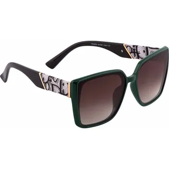 Dámské sluneční brýle s psaným motivem na kožence -zelené s hnědými skly, 9001987-2, Tr2553