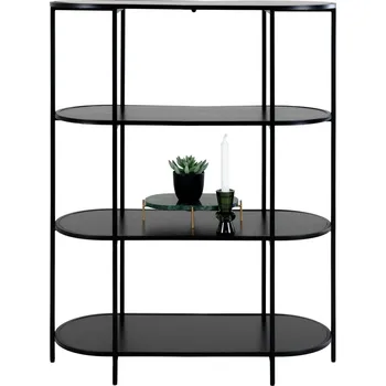 Knihovna Knihovna Vita černá loftová kovová s oválnými policemi do obýváku a kanceláře 85 cm