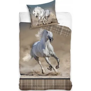 Bytový textil Oboustranné bavlněné povlečení Carbotex Bílý Kůň, 140/200+70/90, NL211138
