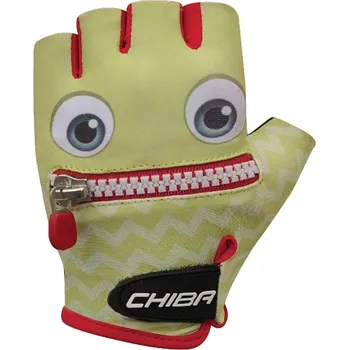 CHIBA dětské cyklistické rukavice Cool Kids Face žlutá, červená vel. M