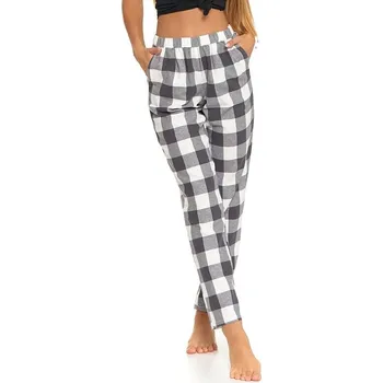 Dámské pyžamo Pyžamové kalhoty Moraj šedo-bílé z flanelu XL