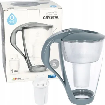 Filtrační konvice Dafi LED senzor skleněná konvice Šedá + 1 ks filtru Dafi Classic + Dárek