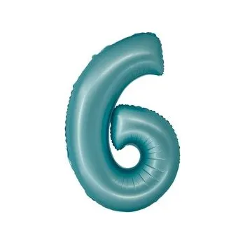 Balónek Balon foliowy Smart cyfra 6 niebieski matowy 76cm