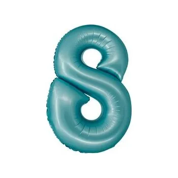 Balon foliowy Smart cyfra 8 niebieski matowy 76cm