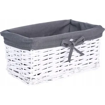 Úložný box DEKORATIVNÍ BÍLÝ PLETENÝ KOŠÍK, ORGANIZÉR DO KOUPELNY 30 cm