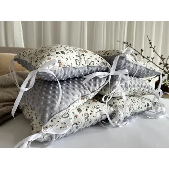 mantinel do postýlky Polštářkový mantinel ježci/minky šedé