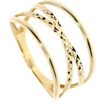 Prsten Zlatnictví Helios Zlatý prsten překřížený s rytím Velikost: 64, Váha: 2,15g