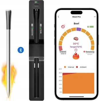 Kuchyňský teploměr KUCHYŇSKÝ TEPLOMĚR s sondou, ovládání přes Bluetooth aplikaci, nerezová ocel