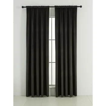 Sametové zatemňovací závěsy Cesar šedohnědé - 140 x 180 cm (2ks) - řasící stuha