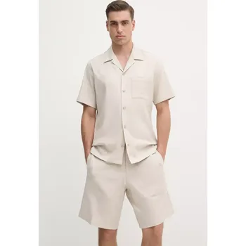 Pánská košile Košile s příměsí lnu Iceberg pánská, béžová barva, regular, G080 0140 G080.0140 01X, vel. S