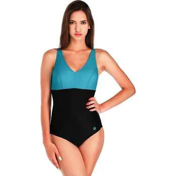 Dámské plavky Zeštíhlující plavky Lago jednodílné černo-tyrkysové L
