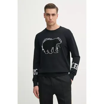 Pánský svetr Bavlněný svetr Iceberg pánský, černá barva, lehký, A008 9502 A008.9502 99A, vel. L