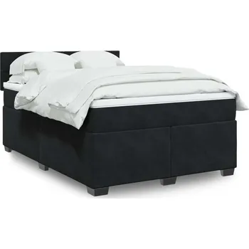 Postel vidaXL Box spring postel s matrací 160 x 200 cm samet [3288655] Barva: Černá