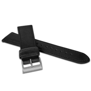 Řemínek na hodinky LAVVU Černý kožený řemínek Copenhagen s titanovou sponou - 22 LSM0263