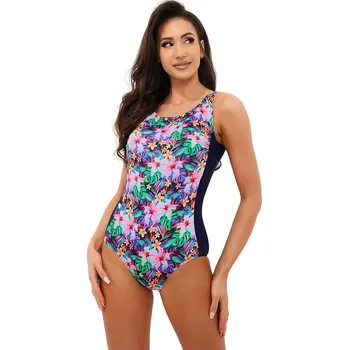 Dámské plavky Zeštíhlující plavky jednodílné Kréta barevné s květy L