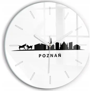 Hodiny Moderní skleněné hodiny s grafikou na zeď Poznaň panorama grafika průměr 30 cm