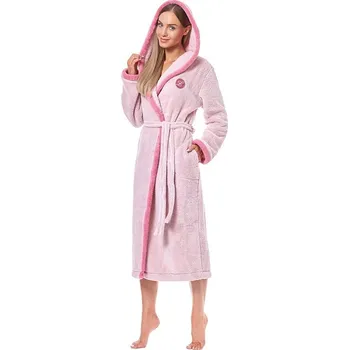 Dámské noční prádlo Dlouhý dámský župan Ema světle růžový XXL