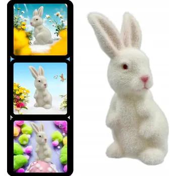 Velikonoční dekorace ZAJÍC ZAJÍČEK VELIKONOČNÍ FLOKOVANÝ FIGURKA OZDOBA DEKORACE