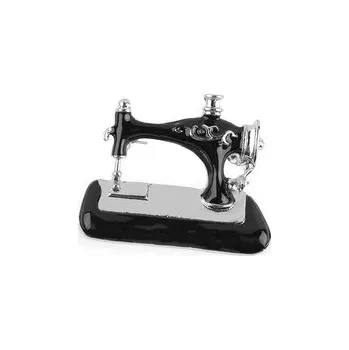 Módní doplněk Brož šicí stroj - 1 ks - 3 černá stříbrná