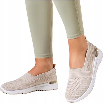 Dámské tenisky Dámské béžové slip-on tenisky, nazouvací sportovní obuv, elastické, velikost 39