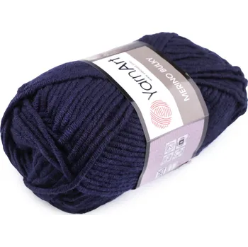 Příze Pletací příze Merino bulky 100 g, barva 21 (583) modrá tmavá