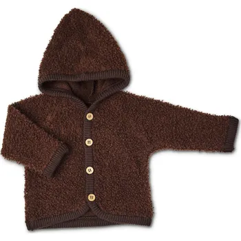 Chlapecká mikina Dětský cardigan z bouclé merino vlny s kapucí hnědý brown Smallstuff Velikost: 92/98