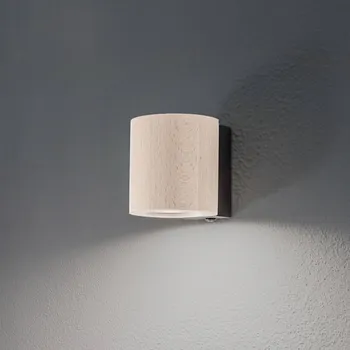Lampička TK Lighting Nástěnné světlo Eve, buk, dřevo, Ø 8 cm, GU10 buk, černý 1 x 10 W LED - Doprava zdarma