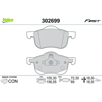 Brzdová destička Sada brzdových destiček, kotoučová brzda VALEO 302699