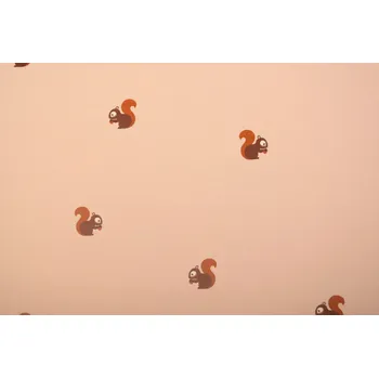 Bavlněný úplet v béžové barvě s potiskem veverek 23503/052