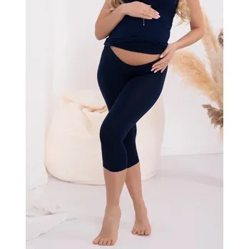 FMM Těhotenské capri legíny s nízkým pasem tmavě modré bavlněné Velikost: S