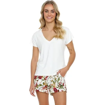 Dámské noční prádlo Dámské pyžamo Naturalia bílé s květinami L