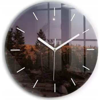 Hodiny Skleněné foto hodiny na zeď Kamenná cesta Yosemite kulatý průměr 30 cm