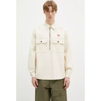 Bavlněná košile Human Made Zip-Up Work Shirt, XXL, béžová, 01X