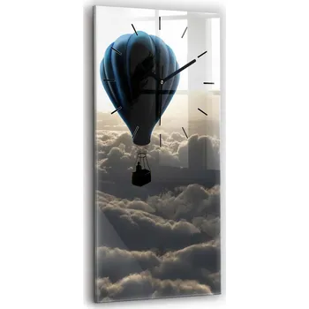 Hodiny Vertikální Skleněné Nástěnné Hodiny do Kanceláře s Motivem Balónu na obloze 30x60 cm