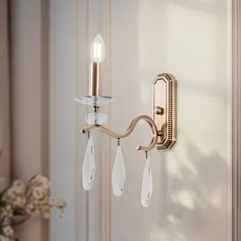 Lampička Avonni Nástěnné svítidlo Elizabeth, výška 30 cm kov/křišťál zlatá antika zlatá starožitná, čirá 1 x 4 W LED - Doprava zdarma