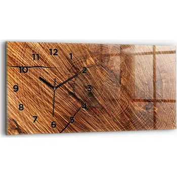 Hodiny Minimalistické Skleněné Nástěnné Hodiny s Grafikou Dekorativní dřevo 60x30 cm