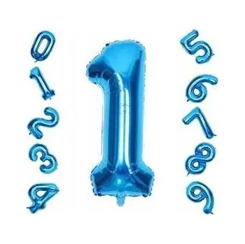 Balónek Fóliový narozeninový balónek Číslice 1, velký, dekorativní, modrý, 106 cm