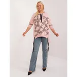 Růžová mikinová tunika s potiskem a 3/4 rukávem -RV-TU-7598.94-pink Velikost: ONE SIZE