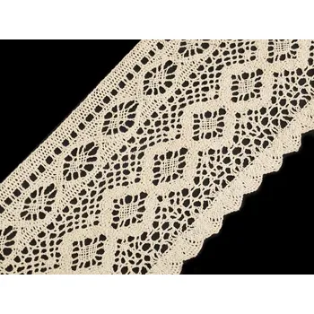 Krajka Bavlněná krajka paličkovaná šíře 12,5 cm METRÁŽ - 2 režná světlá