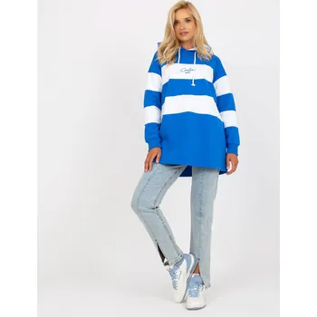 Dámská mikina Modro-bílá pruhovaná mikina s kapucí -RV-BL-8074.98-white-blue Velikost: L/XL