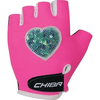 CHIBA dětské cyklistické rukavice Cool Kids Heart růžová vel. M