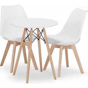 Jídelní set Sada kulatý stůl TODI 60 cm bílý + 2 židle MARK bílé