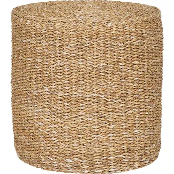 Taburet Boho taburet Rivera kulatý z mořské trávy na zlaté podnoze 40 cm do obýváku a předsíně Intesi