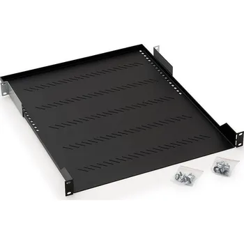 Rozvaděč TRITON Police s perforací 19", 1U/350mm, nosnost 40kg, šedá