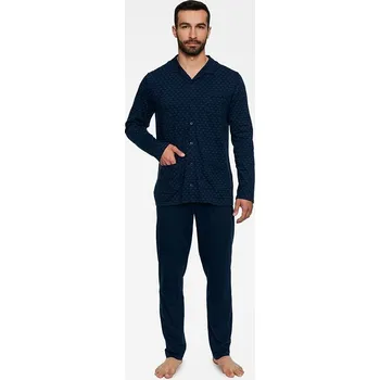 Pánské pyžamo Pánské propínací pyžamo Ted tmavě modré XXL - Dárková krabička