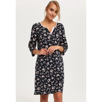 Dámská noční košile Dámská noční košile Leonia černá s květy XL