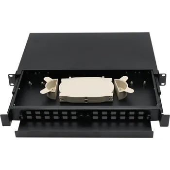 Rozvaděč, 19", optický, 1U, 24× SC simlex nebo 24× LC duplex, výsuvný, černý