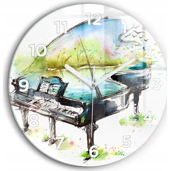 Hodiny Čtvercové Skleněné Nástěnné Hodiny S Potiskem Ilustrace Čtyři Roční Období fi60 cm