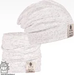 Bavlněná čepice s nákrčníkem Pastels DOUBLE set - vzor 25 - bílá / melír 50 - 52