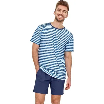 Pánské pyžamo Noah modré s pruhy M